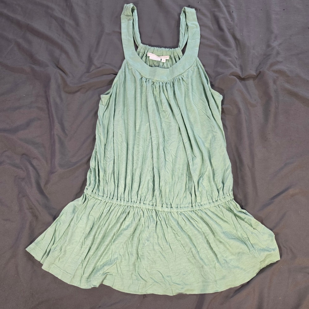 To The Max Sage Green Rayon Sleeveless Peplum Tunic Top Medium